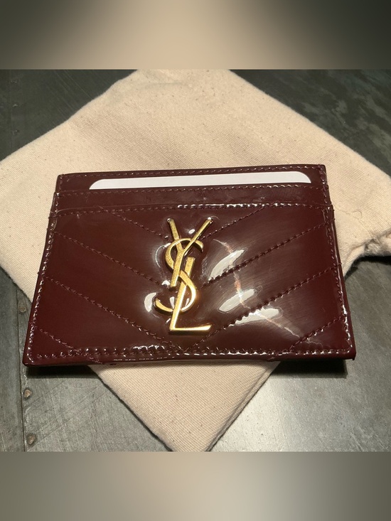 Yves Saint Laurent Accessories - Yves Saint Laurent Dark Wine Patent Leather Card Holder